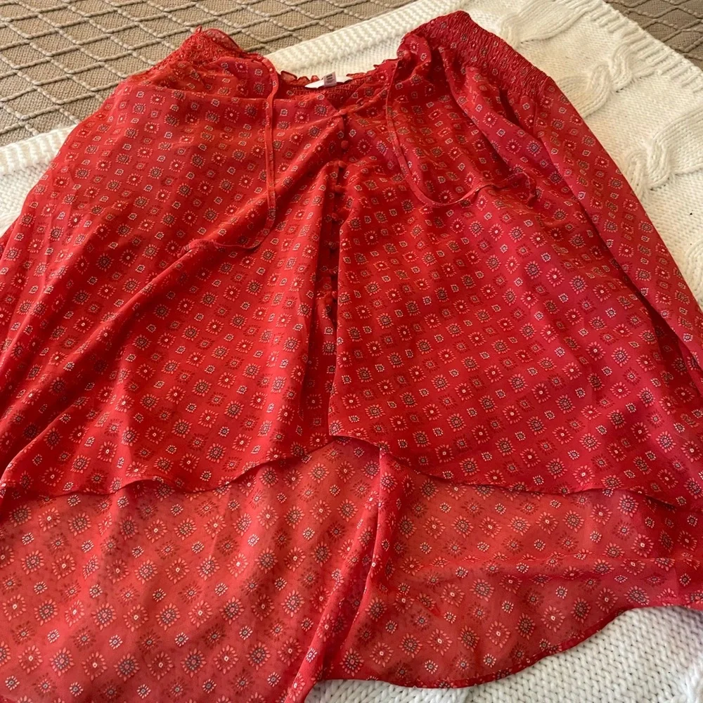 Red Boho Top - Picture 1 of 5